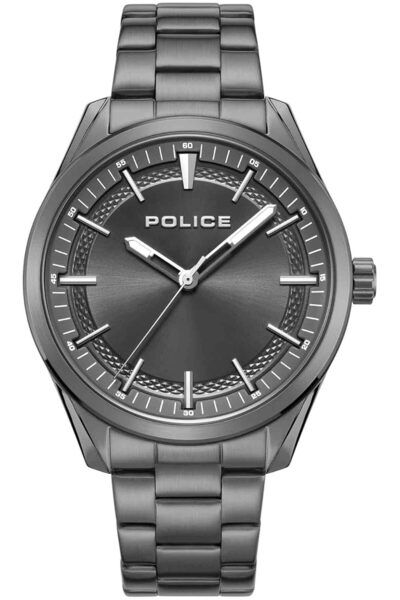 Police ساعة جريل 42 مم للرجال بمينا رمادية تناظرية وسوار رمادي