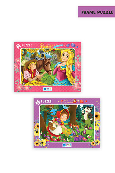 Blue Focus 2 ADET 72 PARÇA ÇOCUK PUZZLE PRINCESS RAPUNZEL VE KIRMIZI BAŞLIKLI...
