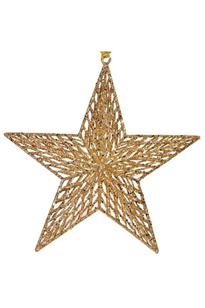 SHOPIENS Ornament de Crăciun – Stea aurie, 28 cm (plastic)