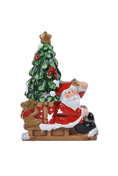 OEM Suport lumânare tip pastilă Moș Crăciun din ceramică cu sanie și cadou, 1...