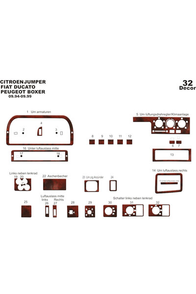 Marscockpitdesign غطاء كونسول توربيدو لسيارات بيجو بوكسر وجامبر ودوكاتو 1994-...