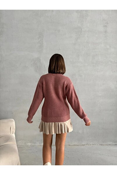 TRQOM Pulover de damă Cinnamon guler rotund elegant, cu mâneci lungi, cu textura moale, tricotaj casual