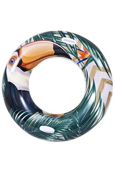 OEM Tropical Inflatable Swim Ring for Adults, Toucan/Flamingo Design, 115 cm