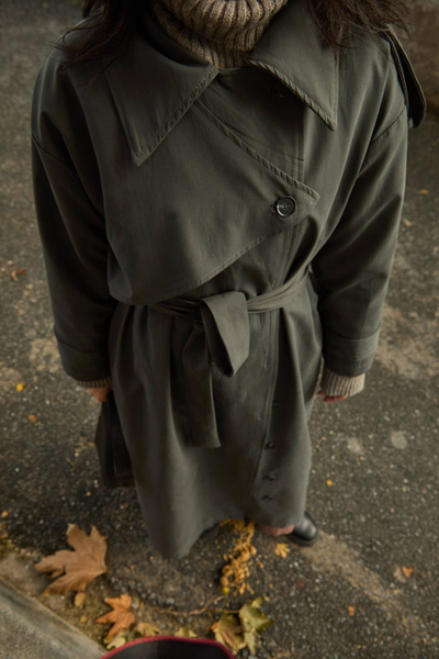 ZÜLAYS Asimetrik Düşük Kol Trençkot Antrasit