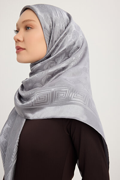 Wafa A1111 Ζακάρ Γυαλιστερό Σατέν Κασκόλ 110x110cm - Ασημί