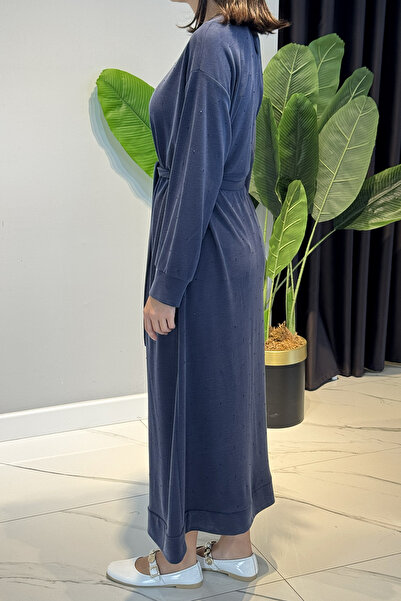 Lale Butik Rochie cu detalii din piatră 92039 Indigo