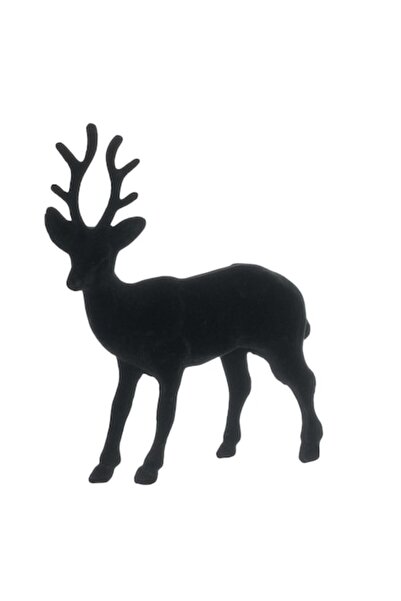 SHOPIENS Figurină decorativă de Crăciun, ren din catifea, negru, 17 cm