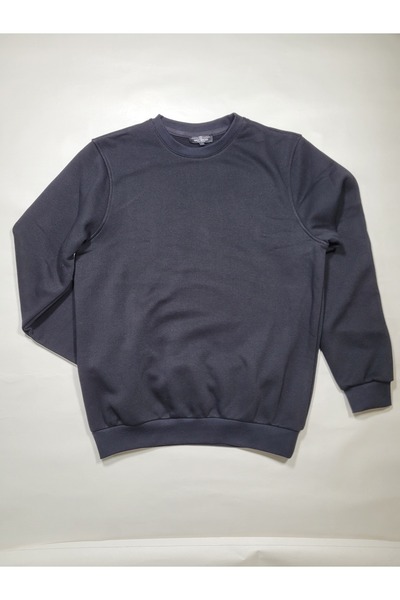MrtWear Erkek Basic Siyah Şardonlu Bisiklet Yaka Günlük Sweatshirt