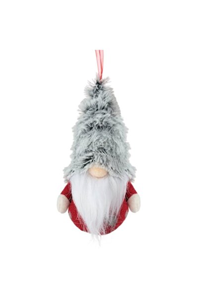 SHOPIENS Ornament de Crăciun - Figurină Gnome, Pălărie Gri, Corp Roșu, 9x15cm