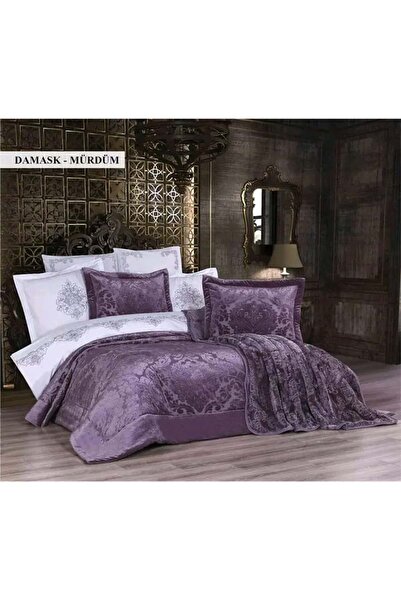 The Ecosse 10 Parça Çeyiz Seti (Battaniye+Nevresim Takımı+Yatak Örtüsü)-Damas...