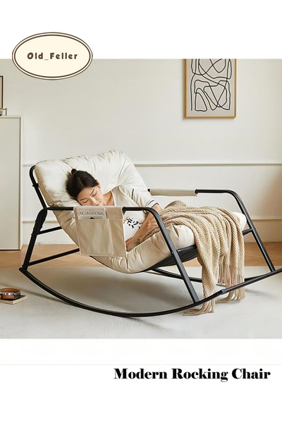 Old_Feller كرسي استرخاء هزاز مزدوج مع مساحة تخزين ووسادة - كرسي استرخاء داخلي/خارجي للفناء/الحديقة