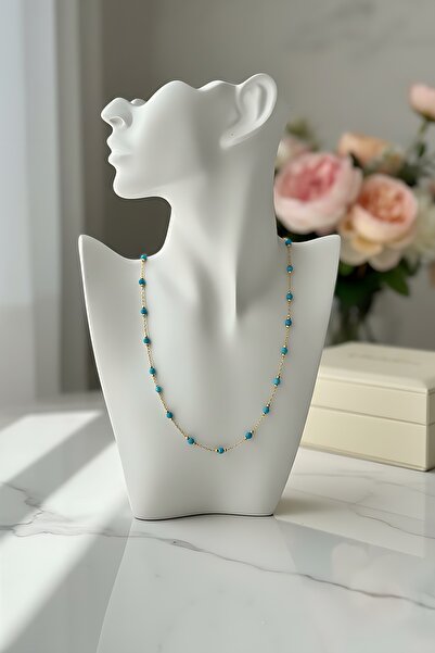 Utku Kuyumculuk 22 AYAR FİRUZE TAŞLI DORİKALI ALTIN KOLYE