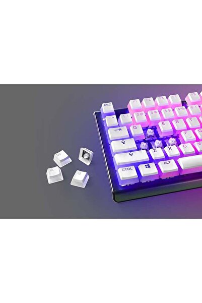 SteelSeries أغطية مفاتيح PrismCAPS Double Shot Pudding، مصنوعة من مادة PBT المتينة، بتصميم أمريكي، لون أبيض