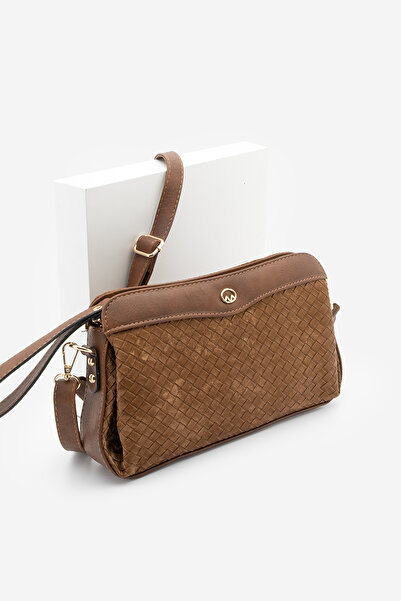 Marjin Women's Clutch Crossbody Bag with Zippered Inner Pocket, Hand and Shoulder Bag, Faris Taba