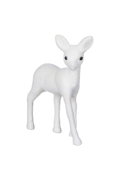 SHOPIENS Christmas Figurine, Deer Model, Velvet White, 15cm