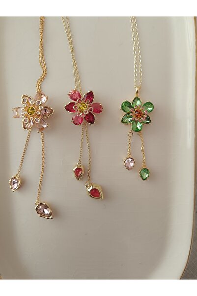 Kudi Y Steel Necklace with Zircon Stone Daisy Model