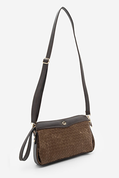 Marjin Women's Zippered Inner Pocket Clutch Crossbody Hand and Shoulder Bag Faris Brown