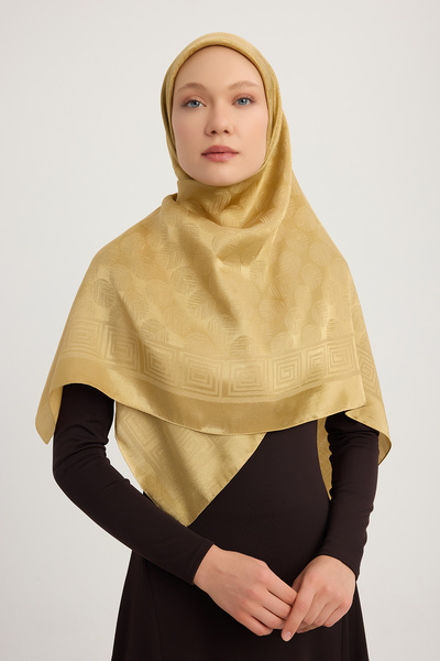 Wafa A1111 Ζακάρ Γυαλιστερό Σατέν Κασκόλ 110x110cm - Χρυσό