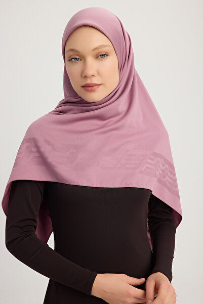 Wafa Eșarfă jacquard din satin mat A1121 110x110cm - Răsărit de soare roz