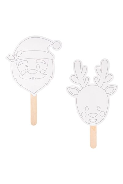 SHOPIENS Accesorii de Crăciun pentru artizanat, semn cu Moș Crăciun și ren, 2...