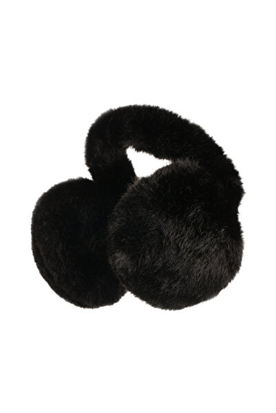 Nordbron Women Black Plush Warm Ear Muffs Adjustable Comfortable Soft Textured Fluff