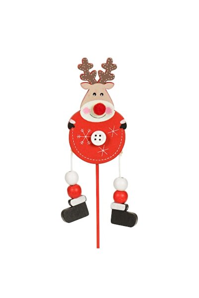 SHOPIENS Decorațiune de Crăciun din lemn - Cerb cu picioare agățate, 27 cm, Roșu