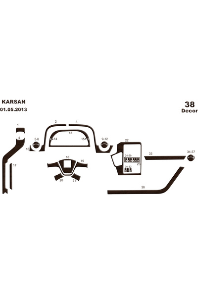 Marscockpitdesign غطاء كونسول توربيدو لسيارة بيجو كارسان جيست 2013، 38 قطعة