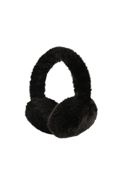 Nordbron Women Black Plush Warm Ear Muffs Adjustable Comfortable Soft Textured Fluff