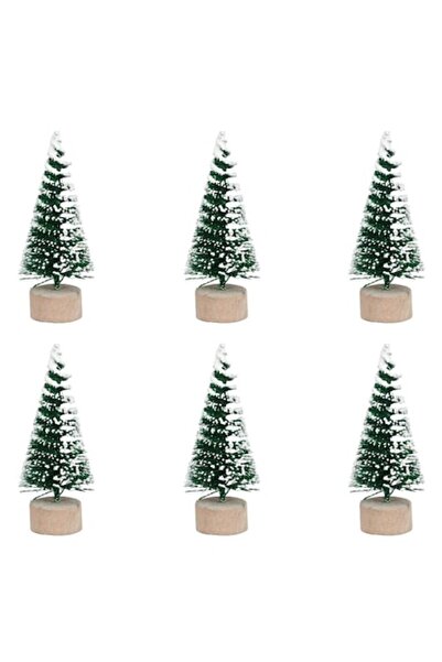 SHOPIENS Bradișori de Crăciun decorativi cu sclipici verde 7cm - 6 buc