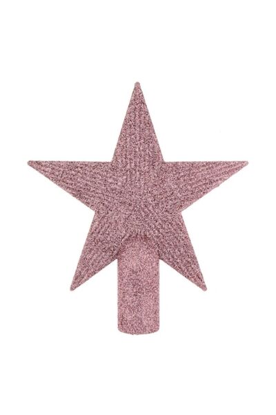 SHOPIENS Buton de Crăciun - Stea roz cu sclipici, 15 cm, Plastic