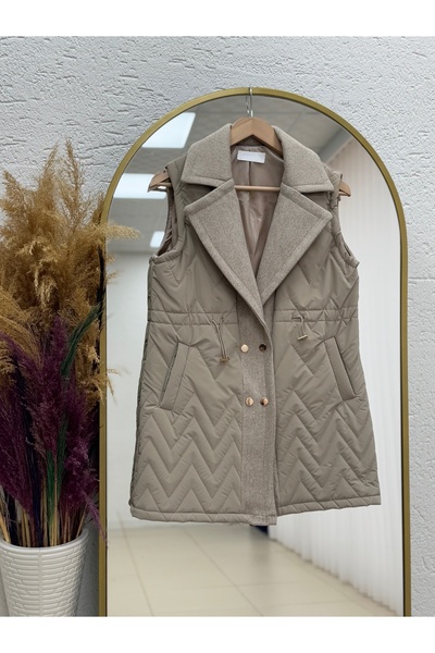 BENAHOLL Vestă de puf matlasată Belista cu nasturi metalici pentru strângerea...