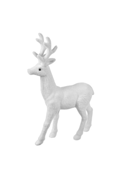 SHOPIENS Figurină decorativă de Crăciun din spumă albă, cerb, 33 cm