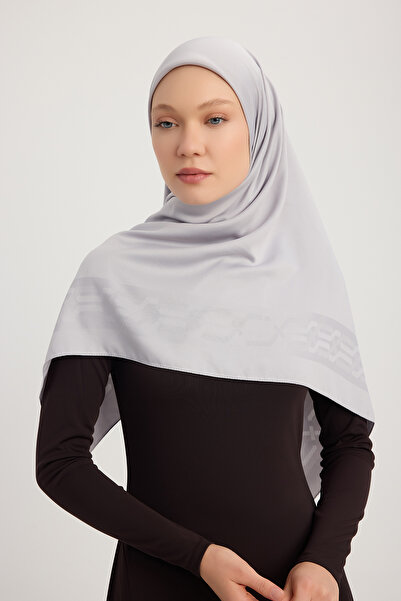 Wafa A1121 Ματ Σατέν Φουλάρι Ζακάρ 110x110cm - Ασημί