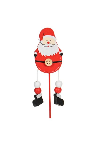 SHOPIENS Decorațiune de Crăciun din lemn - Moș Crăciun pe băț, picioare agăța...