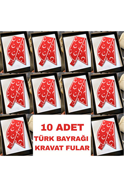 nurfemina Stylish Women's Tie Scarf with Turkish Flag Pattern 10 Pcs