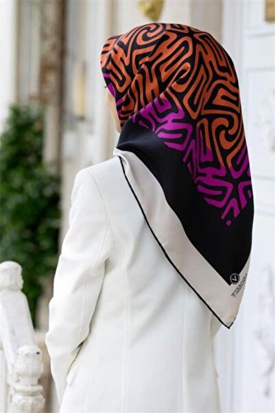 Vissona Μεταξωτό μαντήλι Twill 51373 - 11 - 0025 - 0013 Φούξια Πορτοκαλί Αφηρημένο σχέδιο