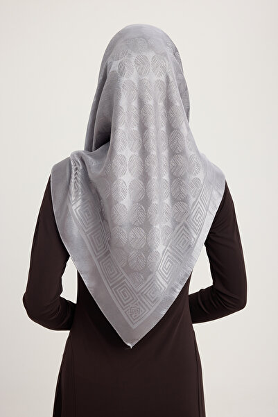 Wafa A1111 Ζακάρ Γυαλιστερό Σατέν Κασκόλ 110x110cm - Ασημί