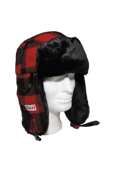 Fox Caciula de blana lumberjack - Rosu negru