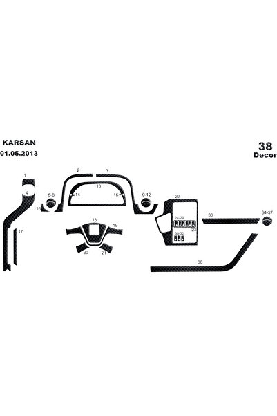 Marscockpitdesign غطاء كونسول توربيدو لسيارة بيجو كارسان جيست 2013، 38 قطعة