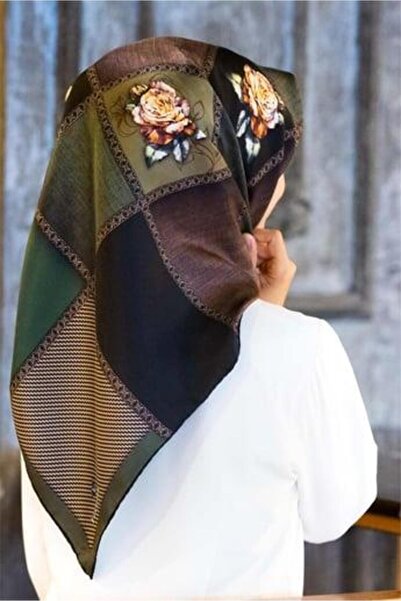 Vissona Tivil Silk Scarf 17391 - 0036 - 0037 Green Black Batik Pattern