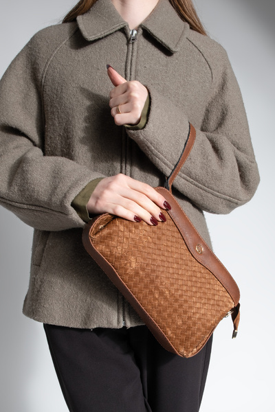 Marjin Women's Clutch Crossbody Bag with Zippered Inner Pocket, Hand and Shoulder Bag, Faris Taba