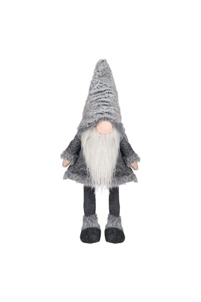 MYONNA IT & E- COMMERCE Decorative Christmas Gnome with Moving Grey Fur Hat - 70 cm