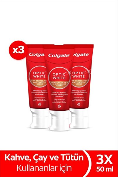 Colgate Optıc Whıte Kahve, Çay Ve Tütün Kullananlar İçin Diş Macunu 50Ml X3 Adet