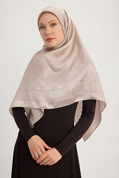 Wafa A1111 Ζακάρ Γυαλιστερό Σατέν Κασκόλ 110x110cm - Μπεζ