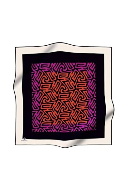 Vissona Μεταξωτό μαντήλι Twill 51373 - 11 - 0025 - 0013 Φούξια Πορτοκαλί Αφηρημένο σχέδιο