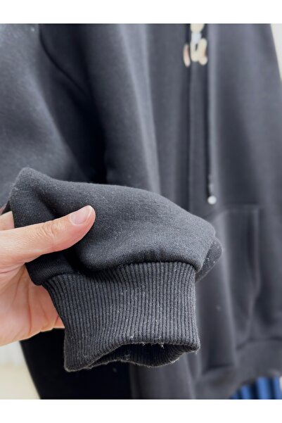 BENAHOLL Deloria Teddy Bear με τύπωμα 3 Κουκούλα με κορδόνια Sweat-CI8987 Μαύρο