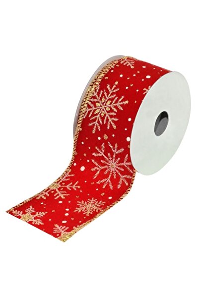 SHOPIENS Panglică decorativă de Crăciun, model fulg de zăpadă, roșu și auriu,...