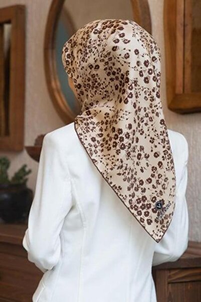 Vissona Tivil Silk Scarf 60911 - 7 - 0004 - 0007 Cream Beige Floral Pattern
