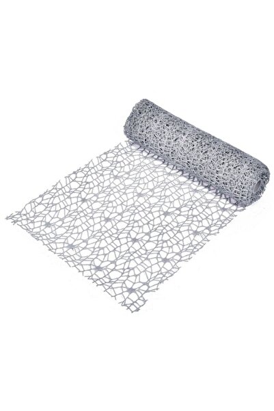 SHOPIENS Plasă decorativă de Crăciun, cu sclipici argintiu, 5m x 24cm