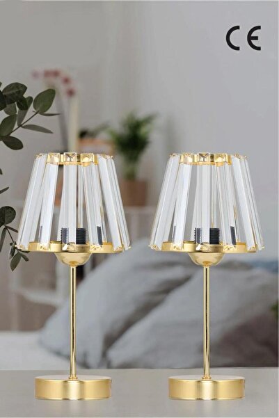 Art&Gift Crystal Glass Headed Metal Leg Gold Lampshade Bedroom Night Light Li...